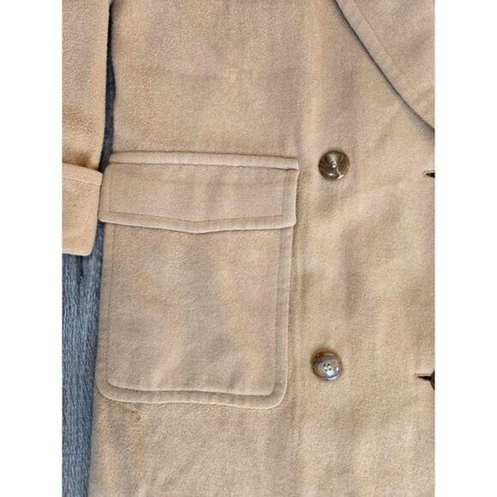 Vtg 60s Camel Hair Double Breasted Womens L Coat Old Money - Picture 12 of 16